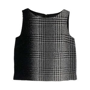 Lafayette 148 Black Gray Wool Blend Sleeveless Zip Back Blouse Shirt Top Size 2